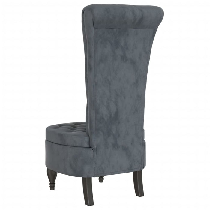 High Back Chair Dark Grey Velvet Button Design Tpxalp