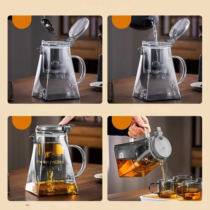 High Grade Glass Teapot Set With One Click Filter