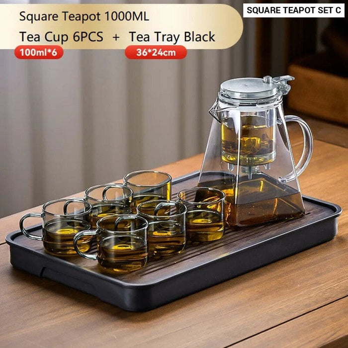 High Grade Glass Teapot Set With One Click Filter