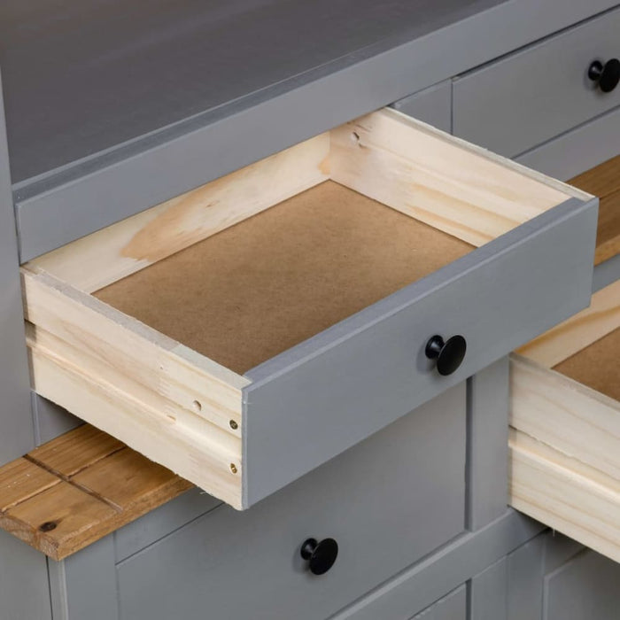 Highboard Grey 93x40.5x180 Cm Solid Pine Panama Range Xnxibo