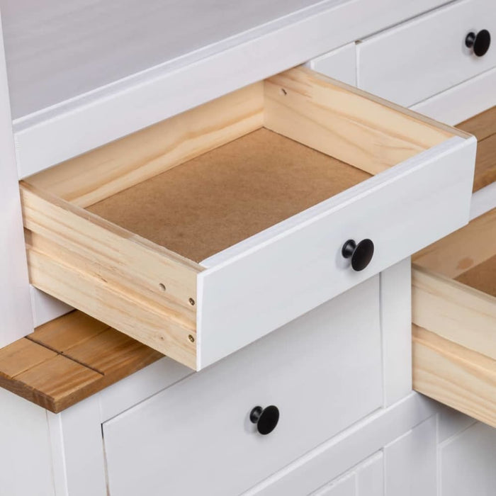 Highboard White 93x40.5x180 Cm Solid Pinewood Panama Range