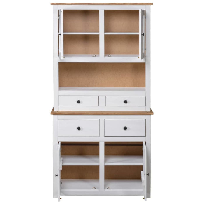 Highboard White 93x40.5x180 Cm Solid Pinewood Panama Range