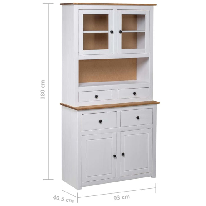 Highboard White 93x40.5x180 Cm Solid Pinewood Panama Range