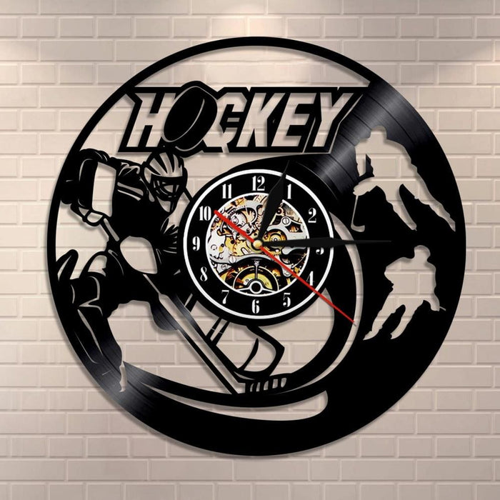 Ice Hockey Led Vinyl Record Wall Clock Home Decor Field