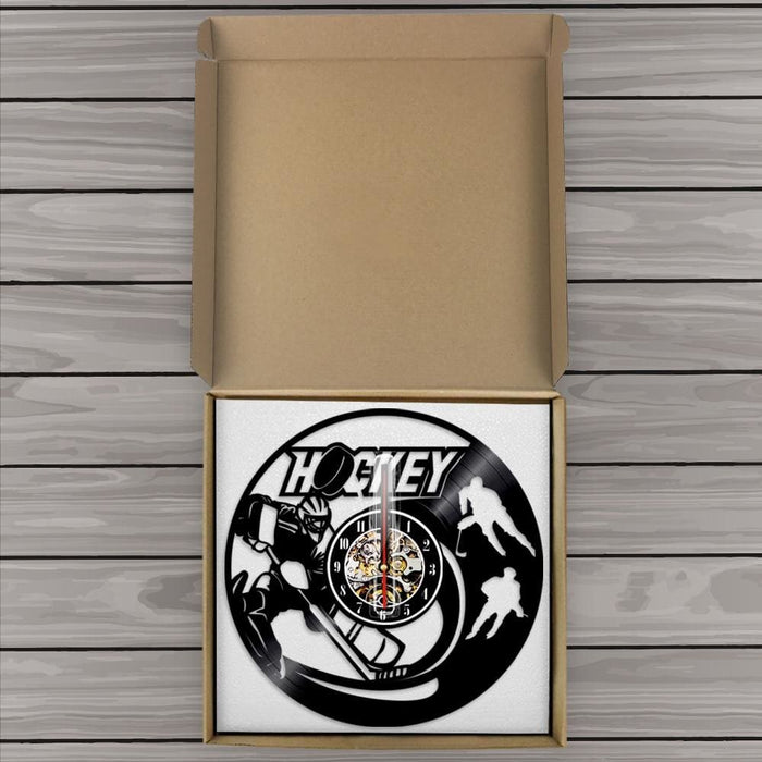 Ice Hockey Led Vinyl Record Wall Clock Home Decor Field