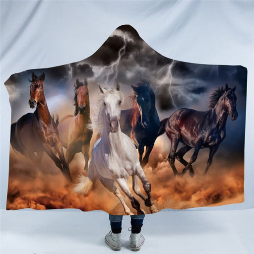 Hooded Blanket 3d Dusty Lightning Printed Sherpa Fleece