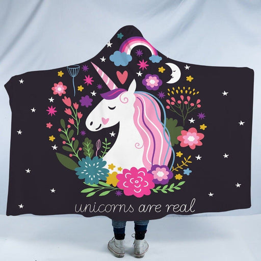 Hooded Blanket For Kids Adult Girls Floral Sherpa Fleece