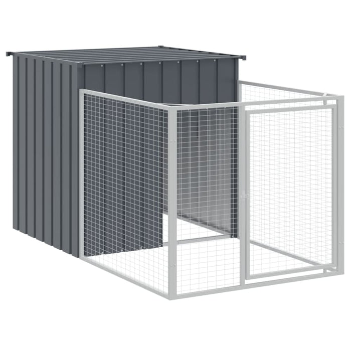 Dog House With Run Anthracite 110x1017x110 Cm Galvanised