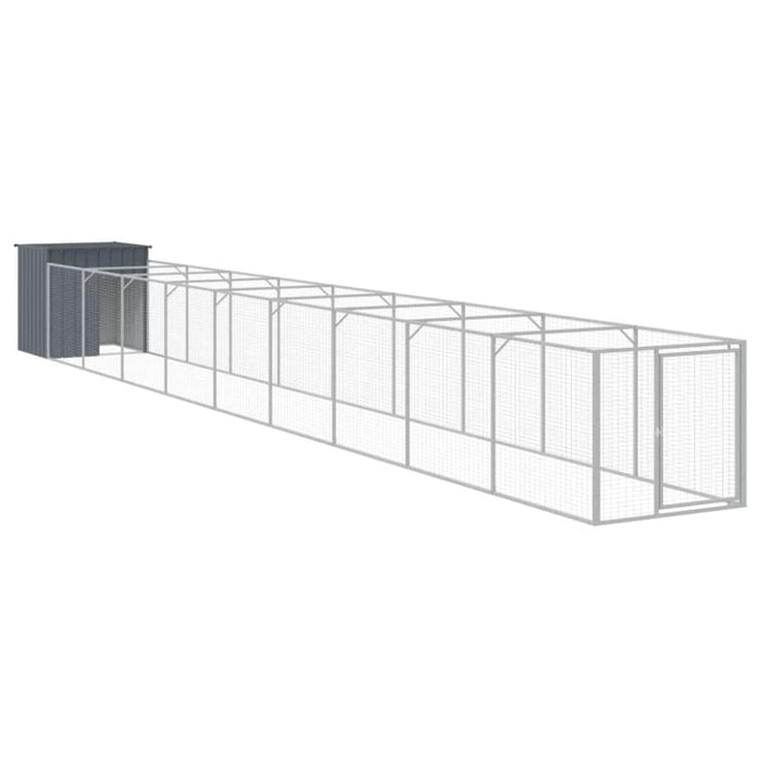 Dog House With Run Anthracite 110x1017x110 Cm Galvanised