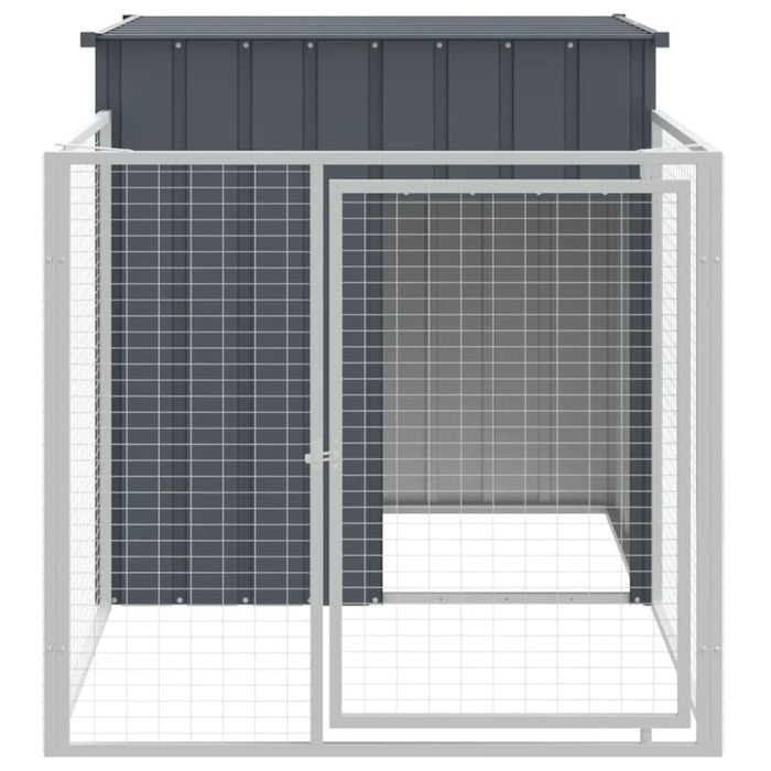 Dog House With Run Anthracite 110x201x110 Cm Galvanised