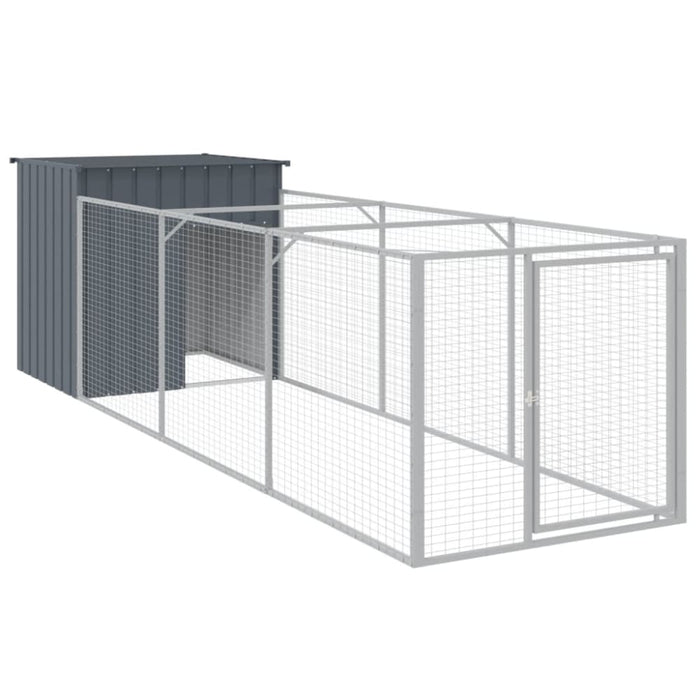 Dog House With Run Anthracite 110x405x110 Cm Galvanised