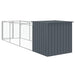 Dog House With Run Anthracite 110x405x110 Cm Galvanised