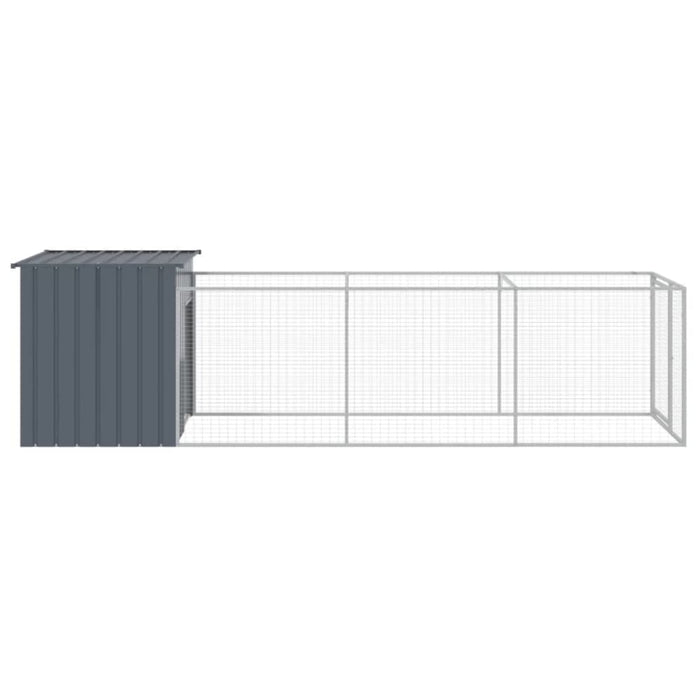 Dog House With Run Anthracite 110x405x110 Cm Galvanised