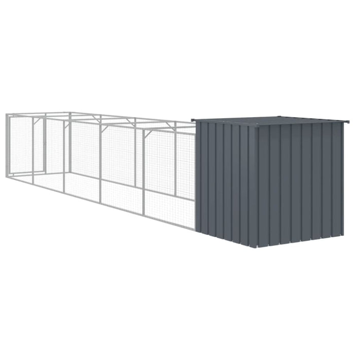 Dog House With Run Anthracite 110x609x110 Cm Galvanised