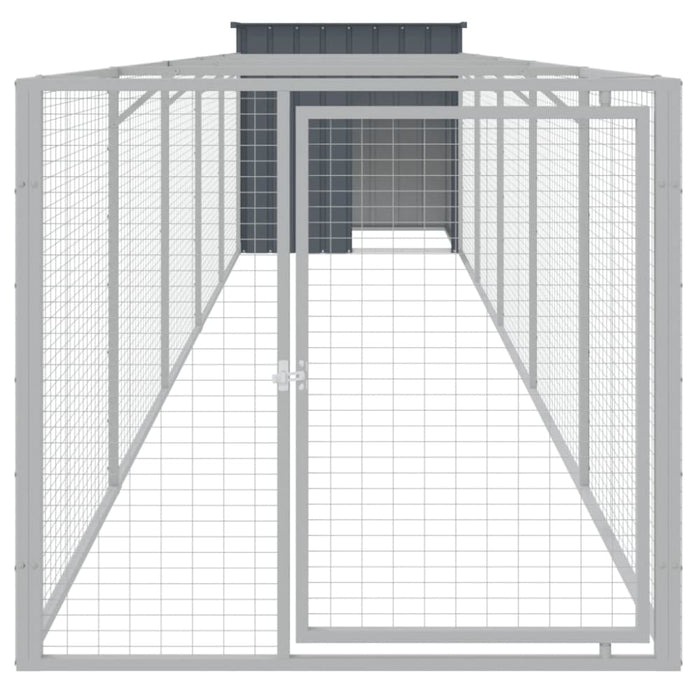 Dog House With Run Anthracite 110x609x110 Cm Galvanised