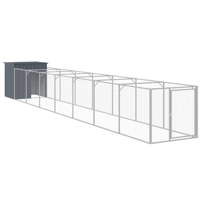 Dog House With Run Anthracite 110x813x110 Cm Galvanised