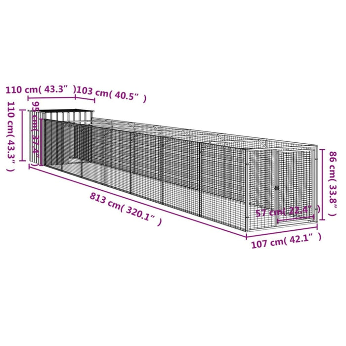 Dog House With Run Anthracite 110x813x110 Cm Galvanised