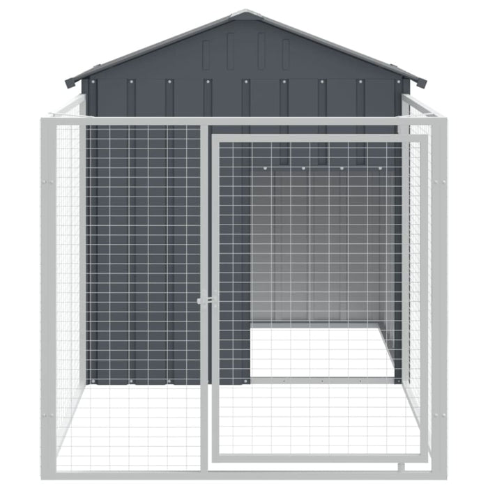 Dog House With Run Anthracite 117x201x123 Cm Galvanised