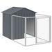 Dog House With Run Anthracite 117x201x123 Cm Galvanised