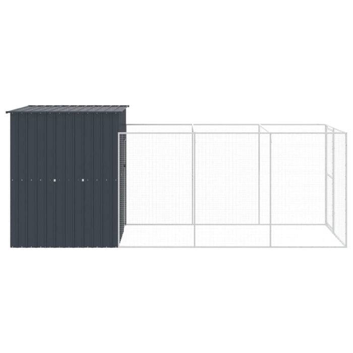 Dog House With Run Anthracite 165x455x181 Cm Galvanised