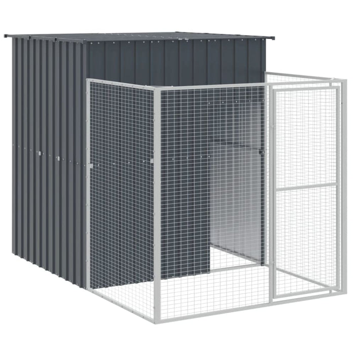 Dog House With Run Anthracite 165x455x181 Cm Galvanised