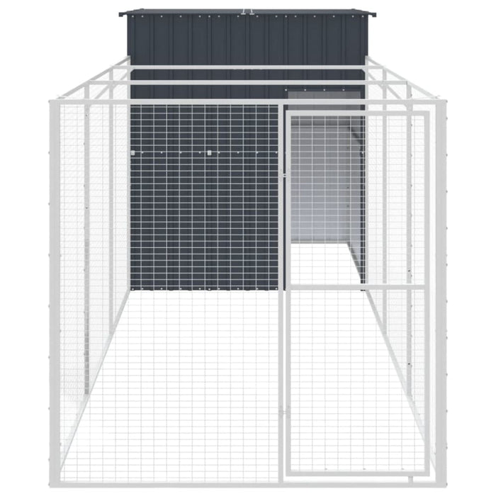 Dog House With Run Anthracite 165x455x181 Cm Galvanised