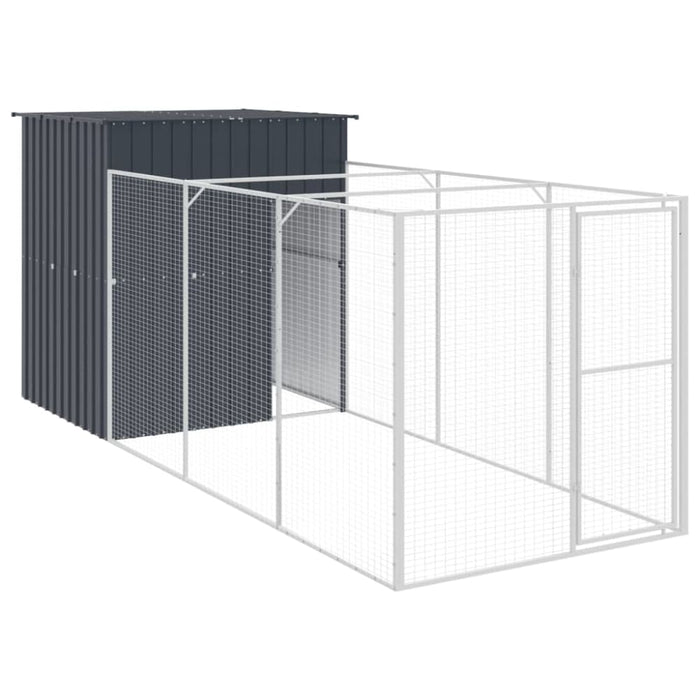 Dog House With Run Anthracite 165x455x181 Cm Galvanised