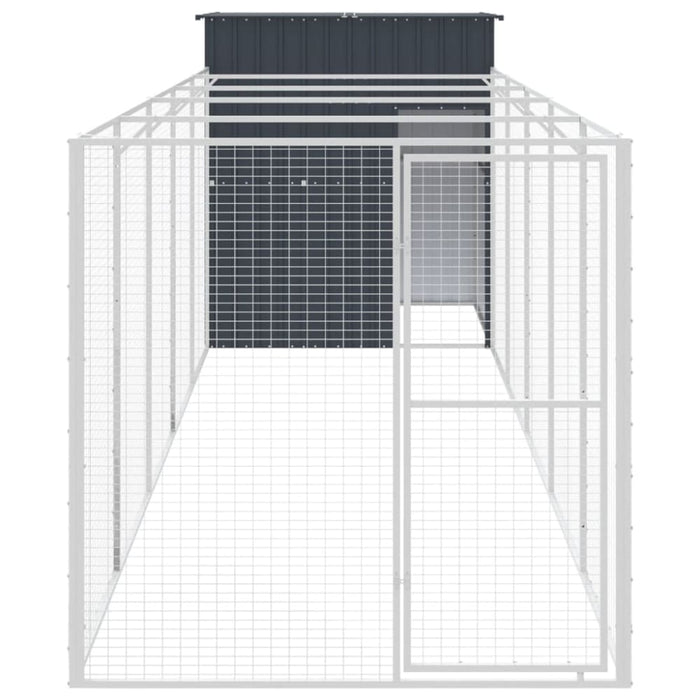 Dog House With Run Anthracite 165x659x181 Cm Galvanised