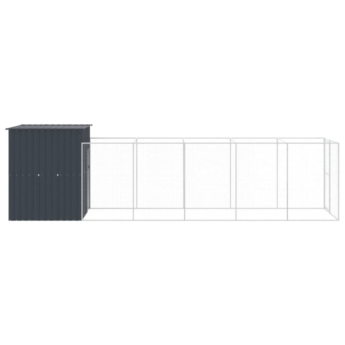 Dog House With Run Anthracite 165x659x181 Cm Galvanised