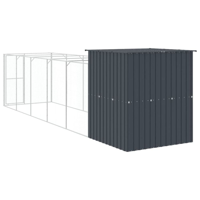 Dog House With Run Anthracite 165x659x181 Cm Galvanised