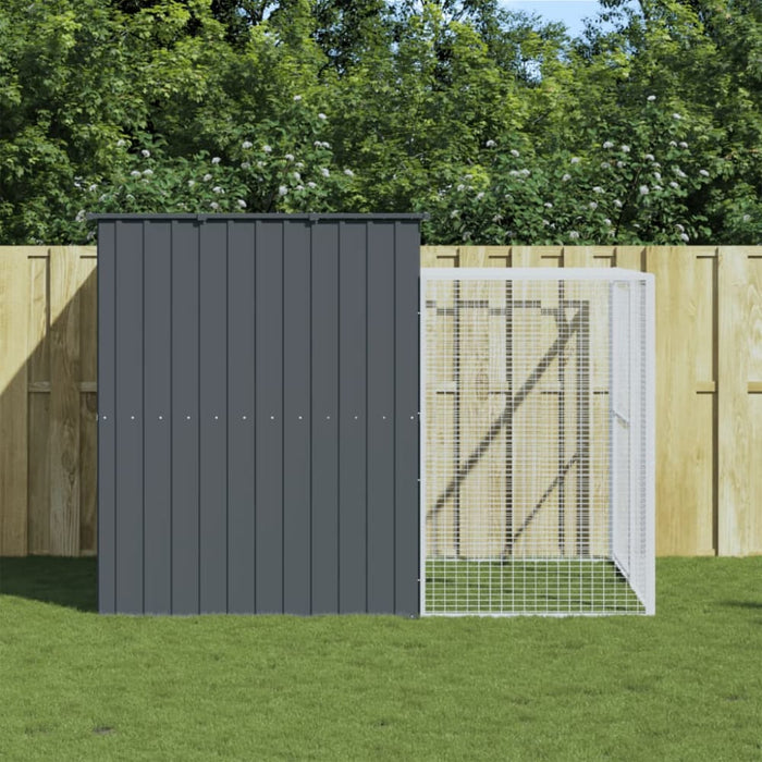 Dog House With Run Anthracite 214x253x181 Cm Galvanised