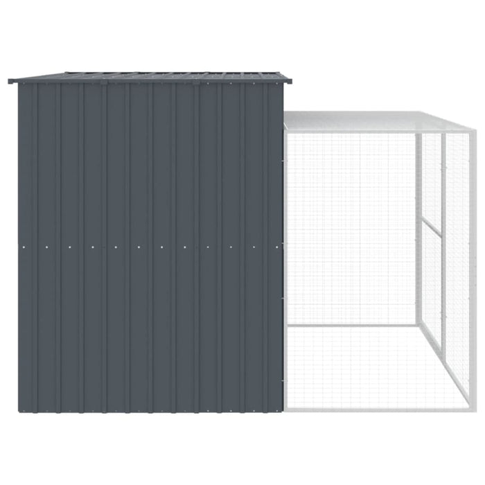 Dog House With Run Anthracite 214x253x181 Cm Galvanised