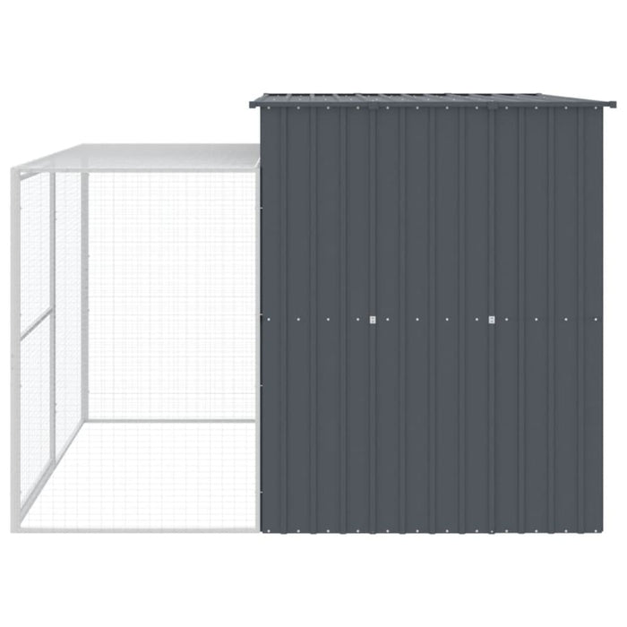 Dog House With Run Anthracite 214x253x181 Cm Galvanised