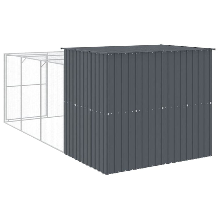 Dog House With Run Anthracite 214x457x181 Cm Galvanised