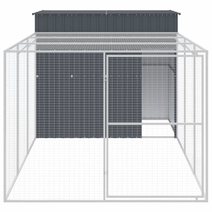 Dog House With Run Anthracite 214x457x181 Cm Galvanised