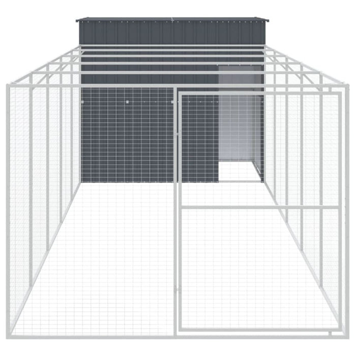 Dog House With Run Anthracite 214x661x181 Cm Galvanised