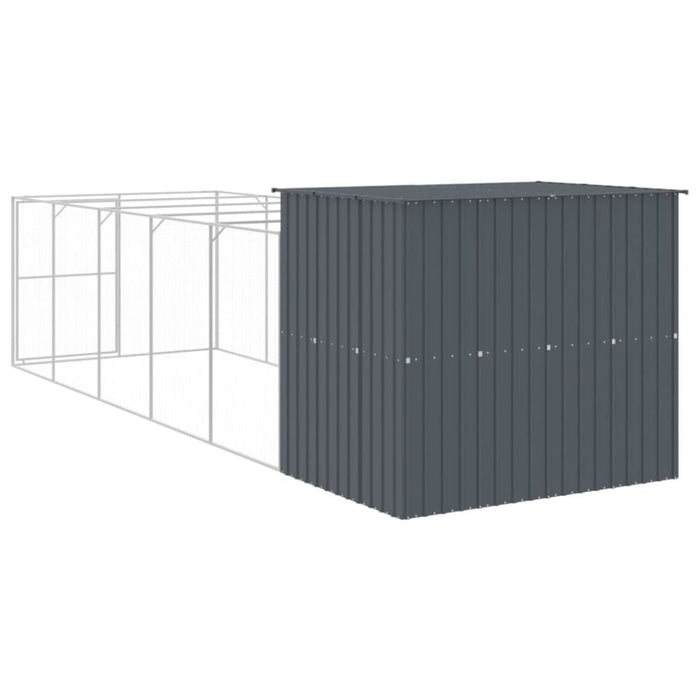 Dog House With Run Anthracite 214x661x181 Cm Galvanised