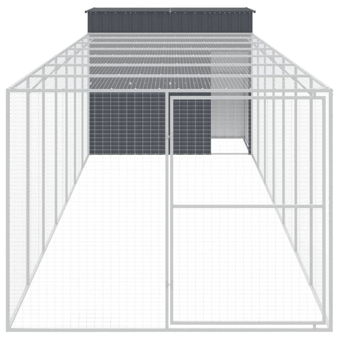 Dog House With Run Anthracite 214x865x181 Cm Galvanised