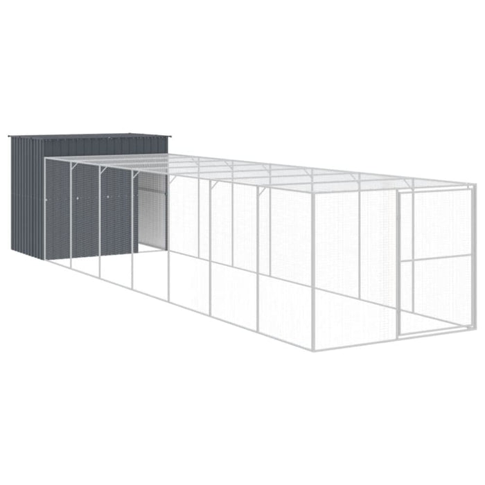 Dog House With Run Anthracite 214x865x181 Cm Galvanised