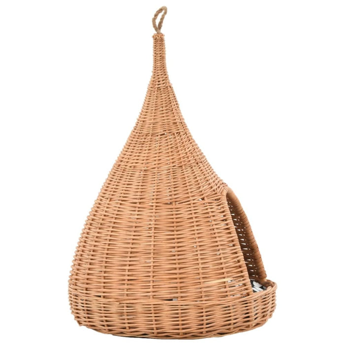 Cat House With Cushion 40x60 Cm Natural Willow Teepee Oibiii