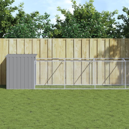 Dog House With Run Light Grey 110x1221x110 Cm Galvanised