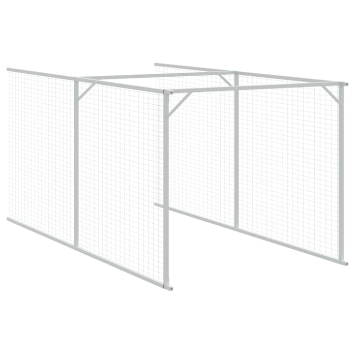 Dog House With Run Light Grey 110x1221x110 Cm Galvanised