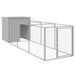 Dog House With Run Light Grey 110x405x110 Cm Galvanised