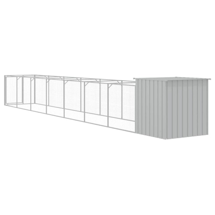 Dog House With Run Light Grey 110x813x110 Cm Galvanised