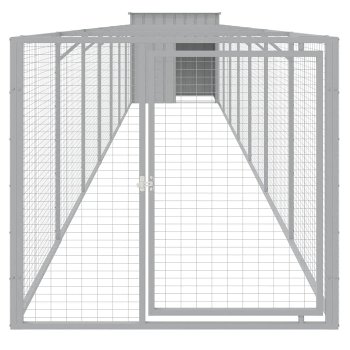 Dog House With Run Light Grey 110x813x110 Cm Galvanised