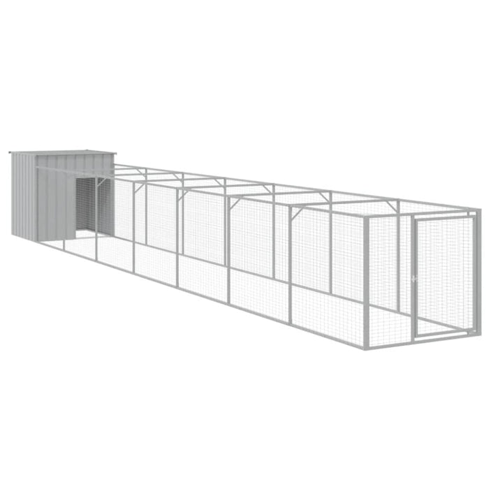 Dog House With Run Light Grey 110x813x110 Cm Galvanised