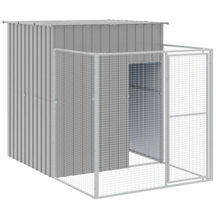 Dog House With Run Light Grey 165x251x181 Cm Galvanised