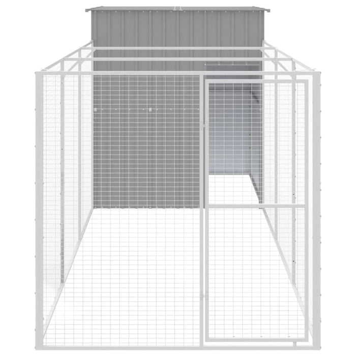 Dog House With Run Light Grey 165x455x181 Cm Galvanised