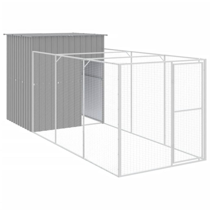 Dog House With Run Light Grey 165x455x181 Cm Galvanised