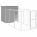 Dog House With Run Light Grey 165x455x181 Cm Galvanised